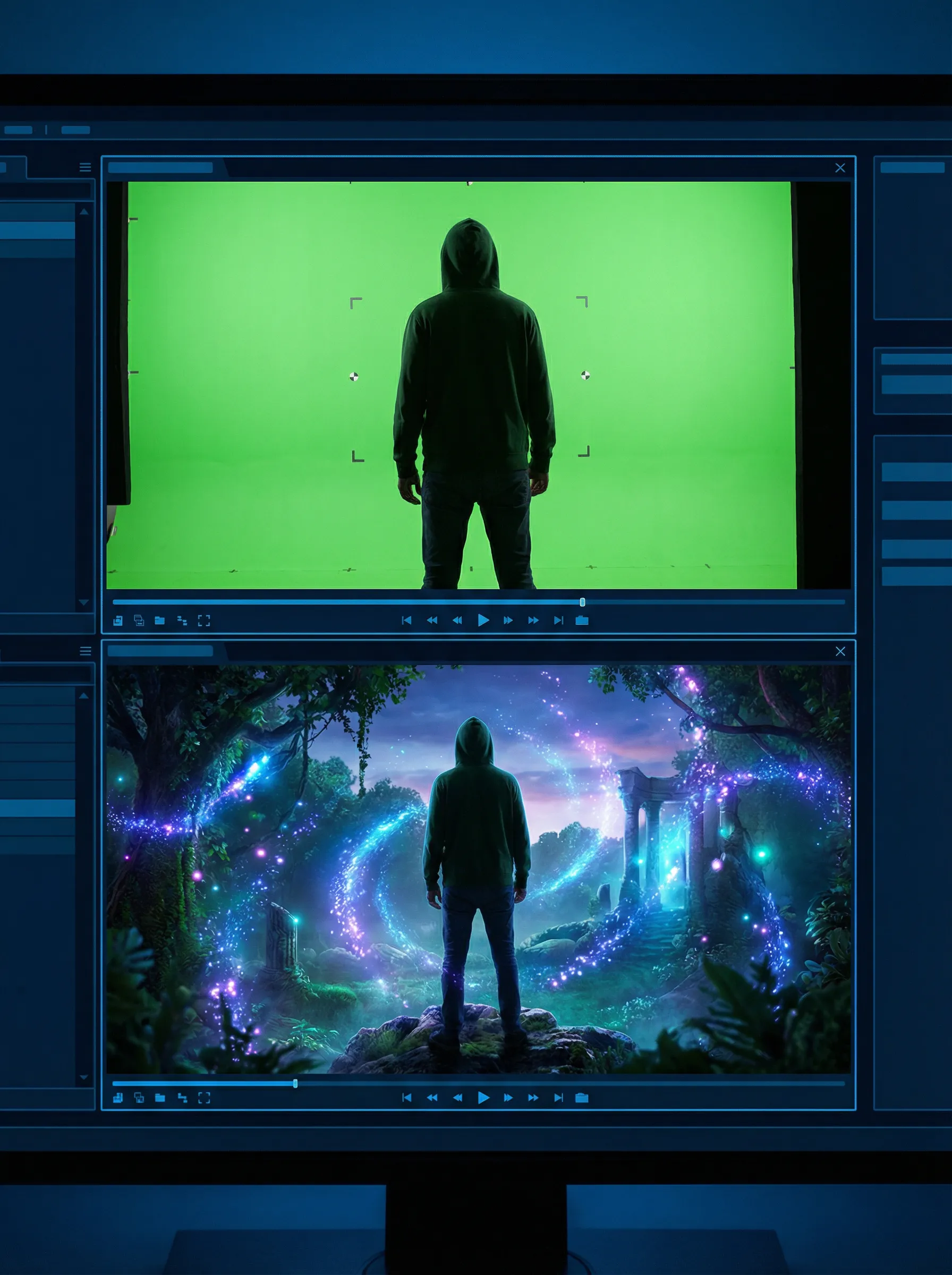 吃瓜视频 绿幕抠图合成 - 奇幻场景VFX特效